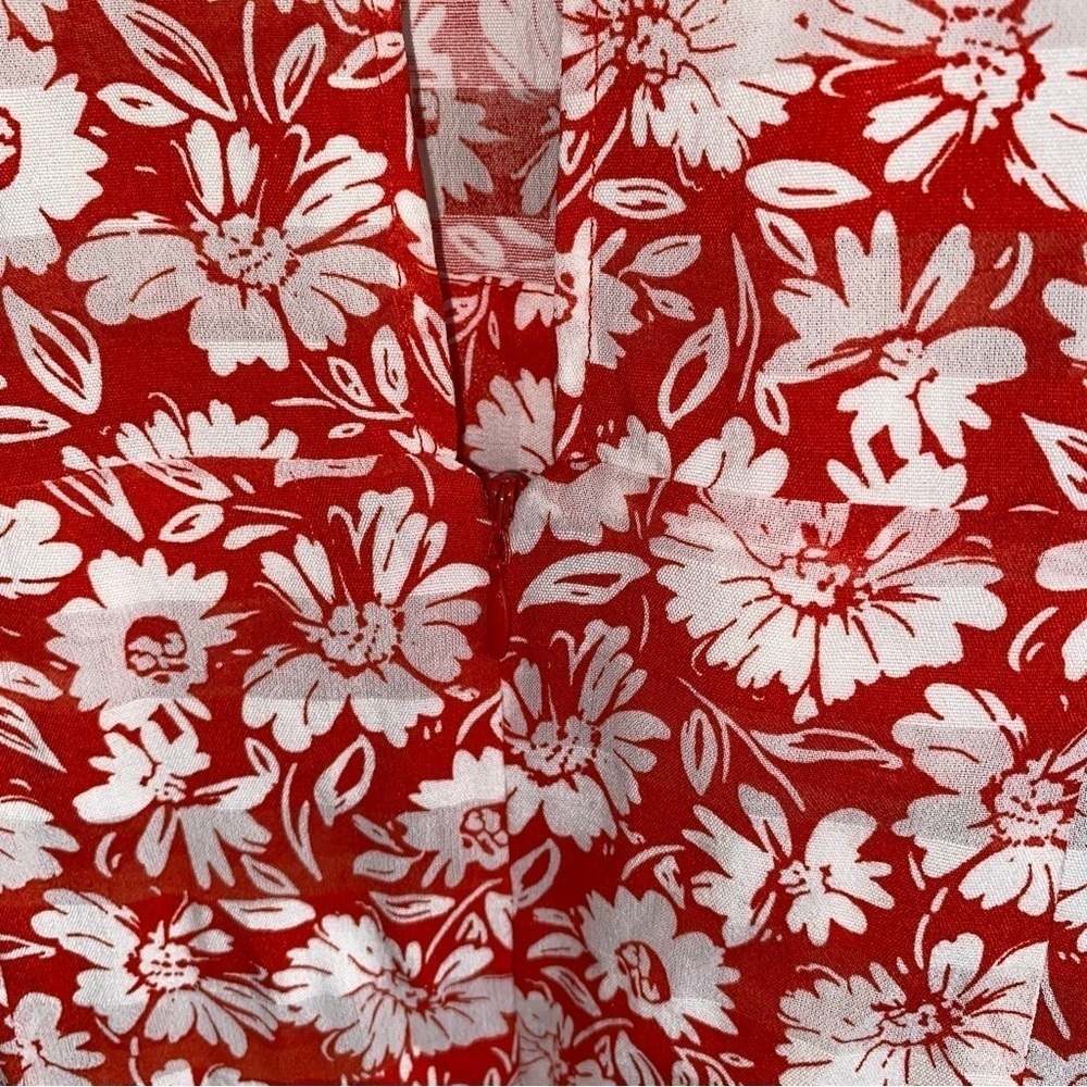 NWT Topshop Red Daisy Side Cutout Tea Length Dress - Picture 8 of 10